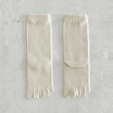 Load image into Gallery viewer, Luminous Silk Five Finger Crew Length Socks / White - Yu-ito