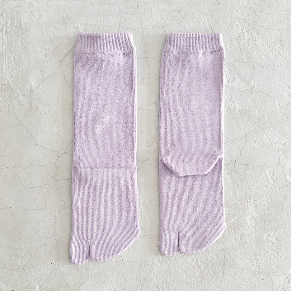 Luminous Silk Tabi Crew Length Socks / Lilac - Yu-ito