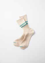 Load image into Gallery viewer, Hemp Organic Cotton Stripe Socks / White Sand & Turquoise - ROTOTO