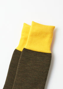 Hybrid Boot Crew Socks / Yellow & Olive - ROTOTO