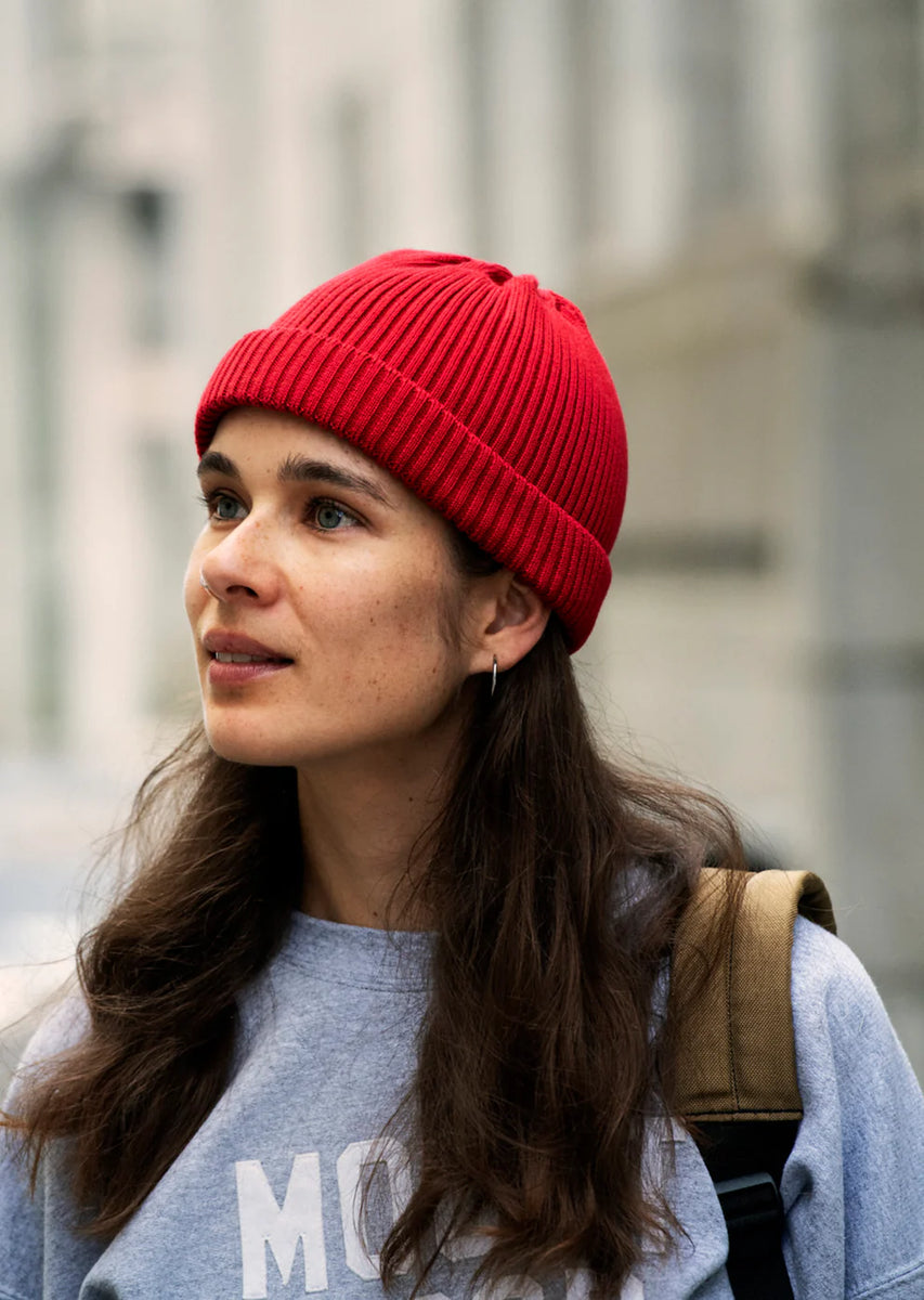 COTTON ROLL UP BEANIE / Dark Red - ROTOTO – (ki:ts) COTTON ROLL UP BEANIE / Dark Red - ROTOTO – (ki:ts)