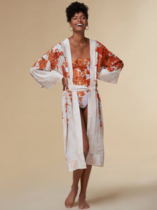 alice - white / silk kimono robe - KAYLL