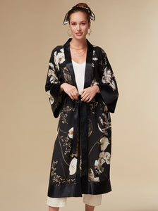 alison - black / silk kimono robe - KAYLL