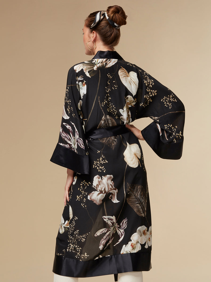 Black Silk Kimono
