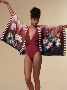 Olivia - burgundy / silk kimono top - KAYLL