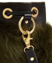 Load image into Gallery viewer, Drawstring Shearling Bag - L / Olive Shearling & Black - (ki:ts)