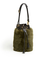 Load image into Gallery viewer, Drawstring Shearling Bag - L / Olive Shearling & Black - (ki:ts)