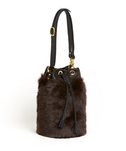 Load image into Gallery viewer, Drawstring Shearling Bag - L / Brown Shearling & Black - (ki:ts)