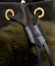 Load image into Gallery viewer, Drawstring Shearling Bag - L / Olive Shearling & Black - (ki:ts)