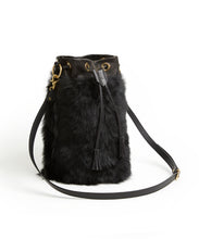 Load image into Gallery viewer, Drawstring Shearling Bag - L / Black Shearling & Black - (ki:ts)
