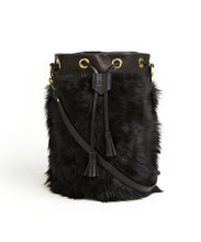 Load image into Gallery viewer, Drawstring Shearling Bag - L / Black Shearling & Black - (ki:ts)
