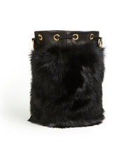 Load image into Gallery viewer, Drawstring Shearling Bag - L / Black Shearling & Black - (ki:ts)