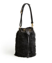 Load image into Gallery viewer, Drawstring Shearling Bag - L / Black Shearling & Black - (ki:ts)