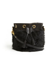 Load image into Gallery viewer, Drawstring Shearling Bag - S / Black Shearling & Black - (ki:ts)