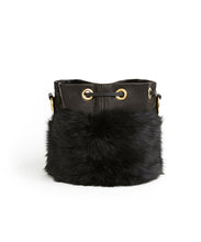 Load image into Gallery viewer, Drawstring Shearling Bag - S / Black Shearling & Black - (ki:ts)