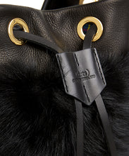 Load image into Gallery viewer, Drawstring Shearling Bag - S / Black Shearling & Black - (ki:ts)