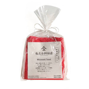 Mino Washi Hand Towel Hanaasa / Red (Kurenai) - Matsuhisa Eisuke Kamiten