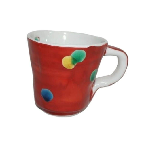 Hand-Drawing Polka Dot Red Mug Cup - KUTANI BITOUEN