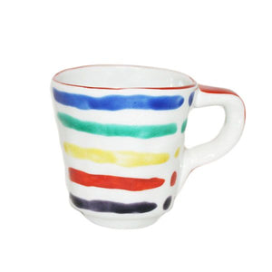 Hand-Drawing Five Coloured Border Mug Cup - KUTANI BITOUEN