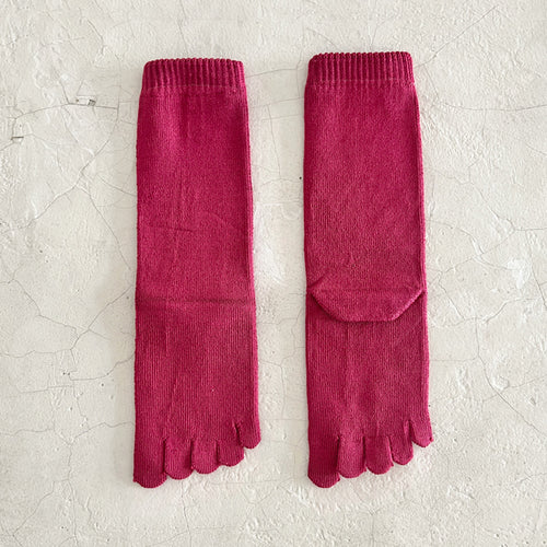 Luminous Silk Five Finger Crew Length Socks / Strawberry - Yu-ito