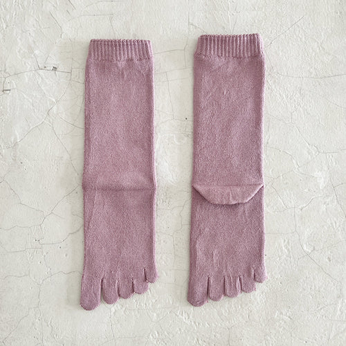 Luminous Silk Five Finger Crew Length Socks / Lavender - Yu-ito