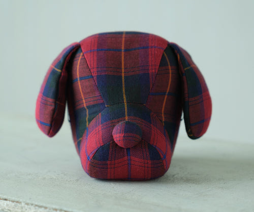 Glasses Stand Dog / Red Tartan - FUJI GAUZE