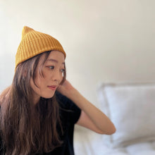 Load image into Gallery viewer, Mino Washi Paper &amp; Organic Cotton Rib Watch Cap beanie mustard edit
