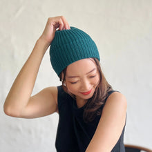 Load image into Gallery viewer, Mino Washi Paper &amp; Organic Cotton Rib Watch Cap beanie dark green edit