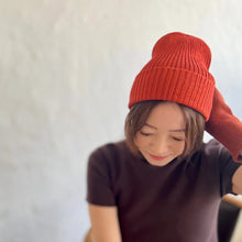 Load image into Gallery viewer, Mino Washi Paper &amp; Organic Cotton Rib Watch Cap beanie brick edit