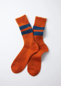 Brushed Mohair Crew Socks / Orange - ROTOTO
