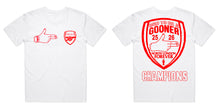 Load image into Gallery viewer, Gooner Arsenal Champions Heavy Weight T-Shirt / White - (ki:ts) x Black Score
