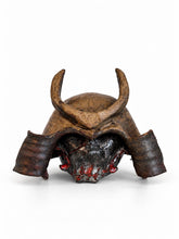 Load image into Gallery viewer, Akira Fujiwara_Bizen Black Kabuto Helmet_Demon Tea Bowl Set_H960