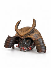 Load image into Gallery viewer, Akira Fujiwara_Bizen Black Kabuto Helmet_Demon Tea Bowl_side_H960