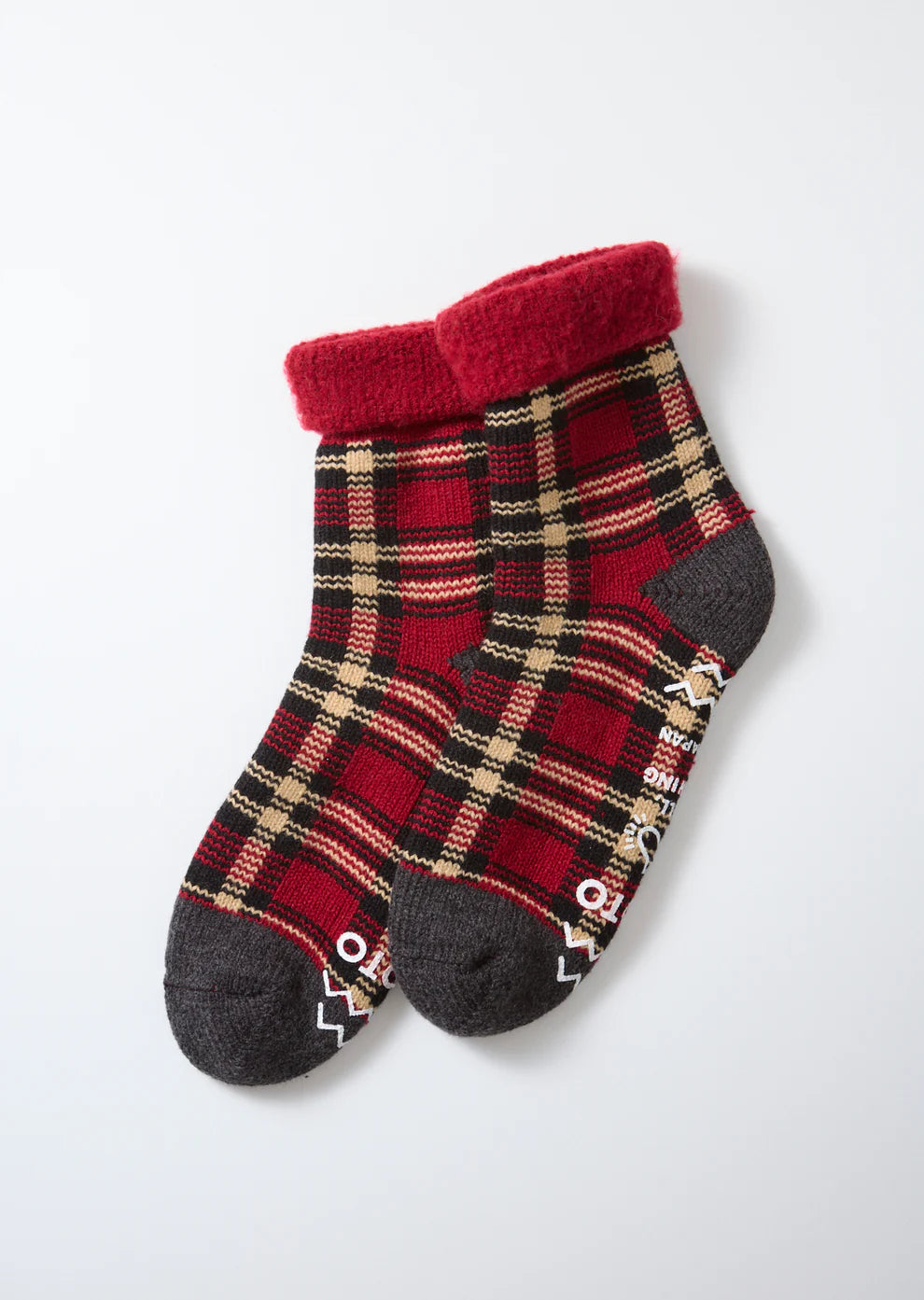 COMFY ROOM SOCKS ”Check” / Dark Red Mix - ROTOTO