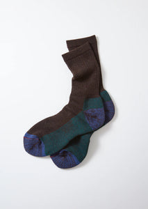DOUBLE FACE MERINO PILE SOCKS_d.brown