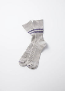 Hemp Organic Cotton Stripe Socks / Gray & Purple Haze - ROTOTO