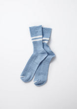 Load image into Gallery viewer, Hemp Organic Cotton Stripe Socks / Morning Blue &amp; White - ROTOTO