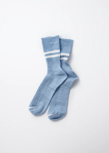 Hemp Organic Cotton Stripe Socks / Morning Blue & White - ROTOTO