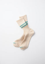 Load image into Gallery viewer, Hemp Organic Cotton Stripe Socks / White Sand &amp; Turquoise - ROTOTO