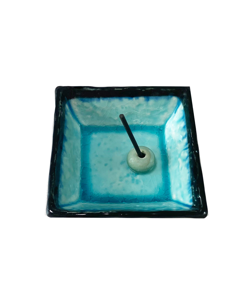 Incense Holder with Plate / Ocean Blue - KUNJUDO