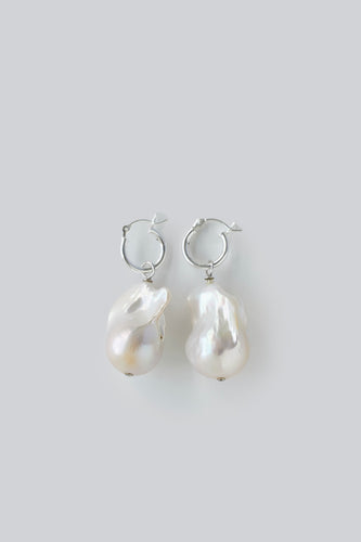 MERLE - ONE OF A KIND BAROQUE PEARL HOOPS / Silver - Margaret SMITH