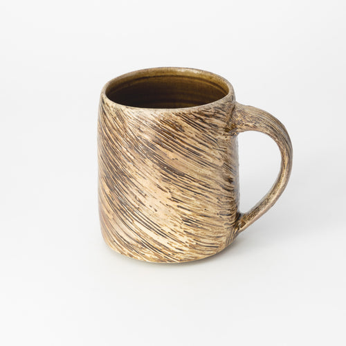 Amber Glaze Brush-Pattern Mug / Iwashita Muneaki