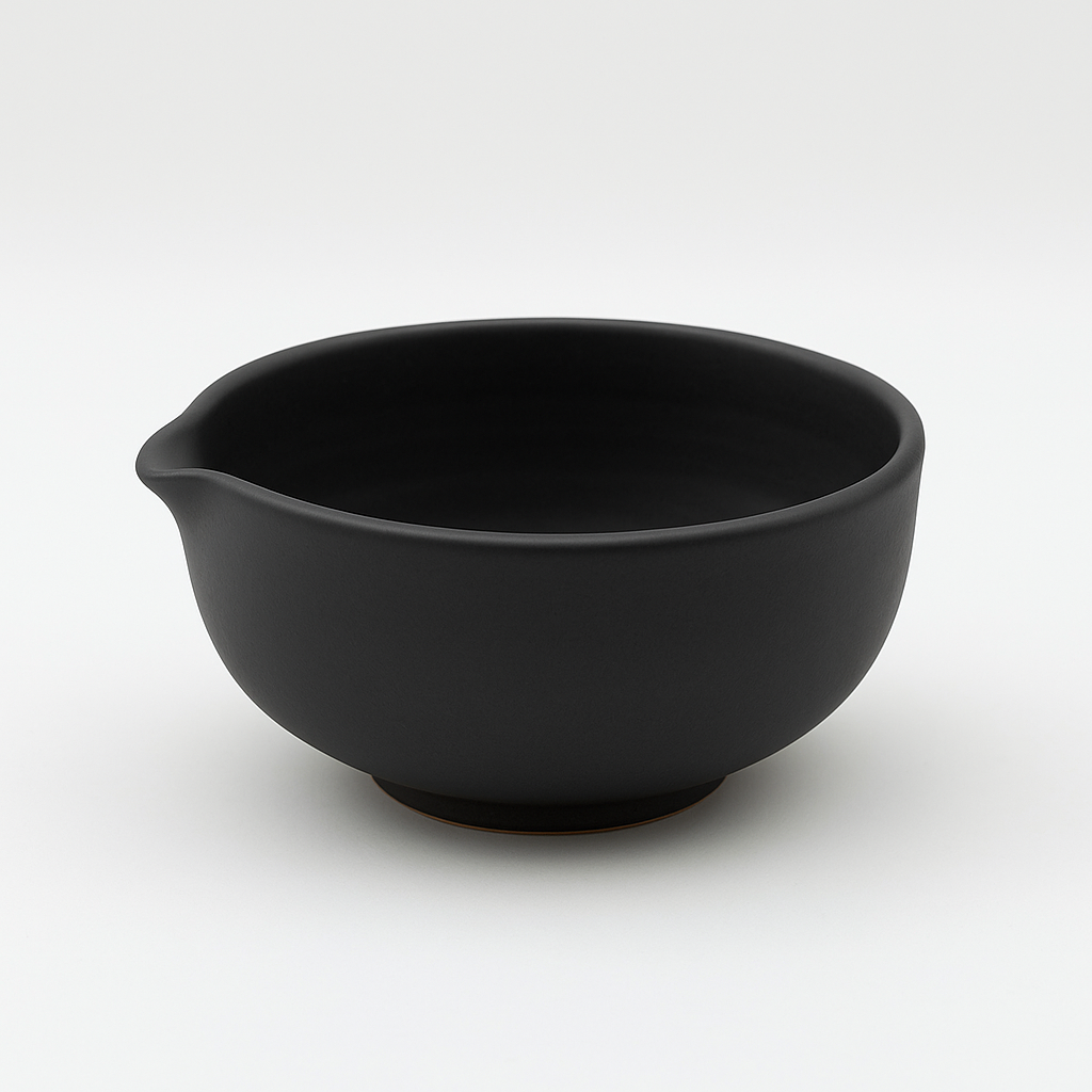 Mashiko Pottry_SQ1080_Katakuchi Matcha Bowl_Black Mat+_wakasama tougei