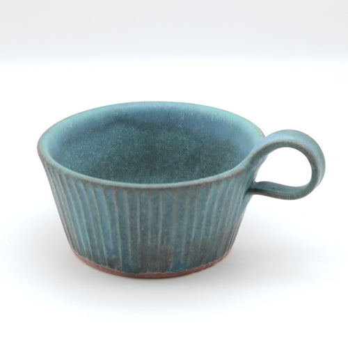Mashiko Pottry_SQ1080_Shabby Turquoise Shinogi Soup Cup_wakasama tougei
