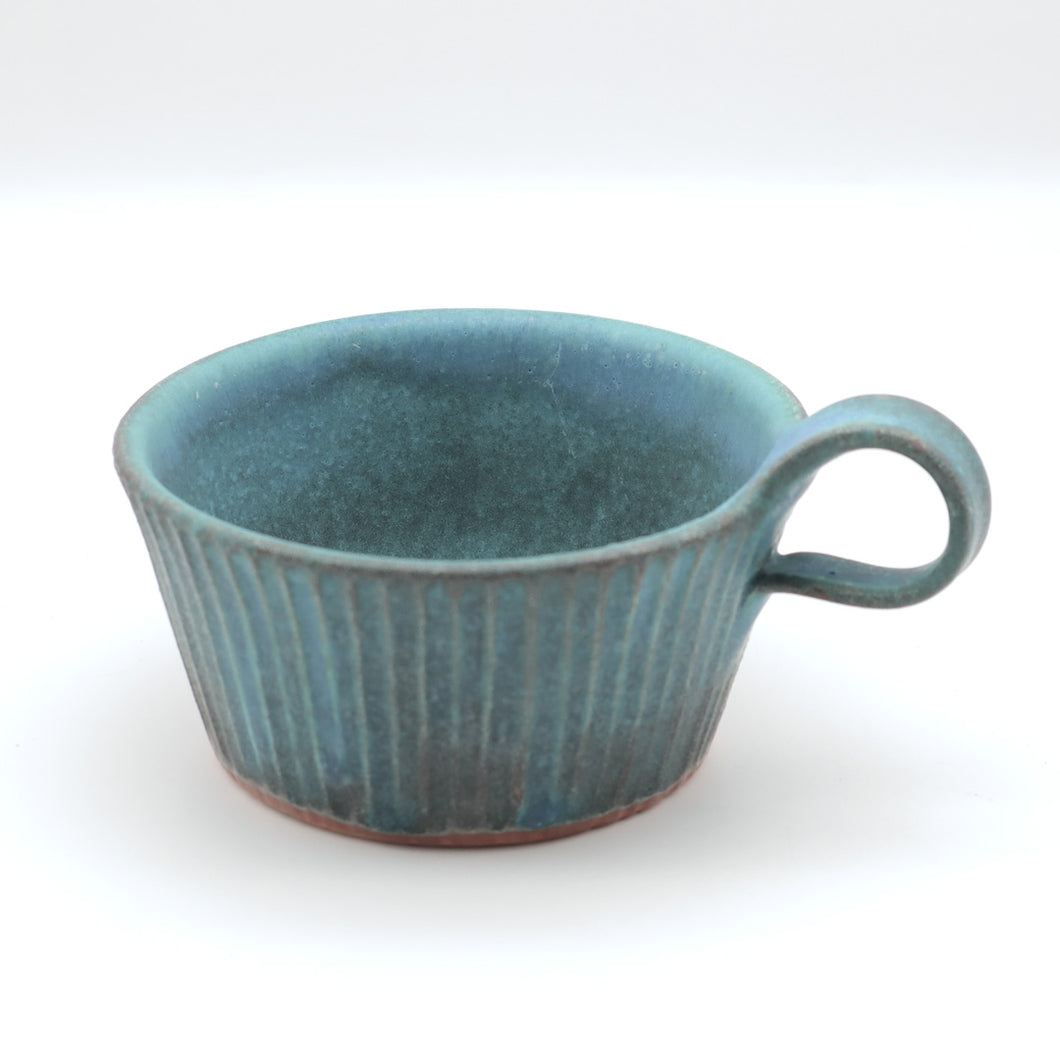 Mashiko Pottry_SQ1080_Shabby Turquoise Shinogi Soup Cup_wakasama tougei