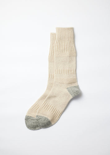 Guernsey Pattern Crew Socks / L.Beige & Mix Gray - ROTOTO