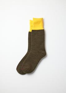 Hybrid Boot Crew Socks / Yellow & Olive - ROTOTO