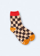 Load image into Gallery viewer, R1497_Pile Room Socks Chekerboard_Red Ywllow_01_edit