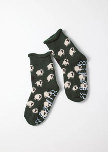 R1559_Pile Room Socks Sheep_D.Green