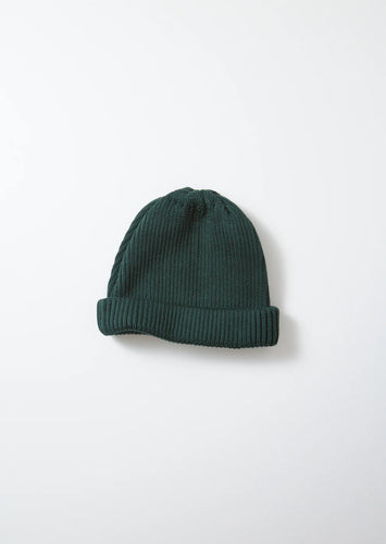 COTTON ROLL UP BEANIE_forest green